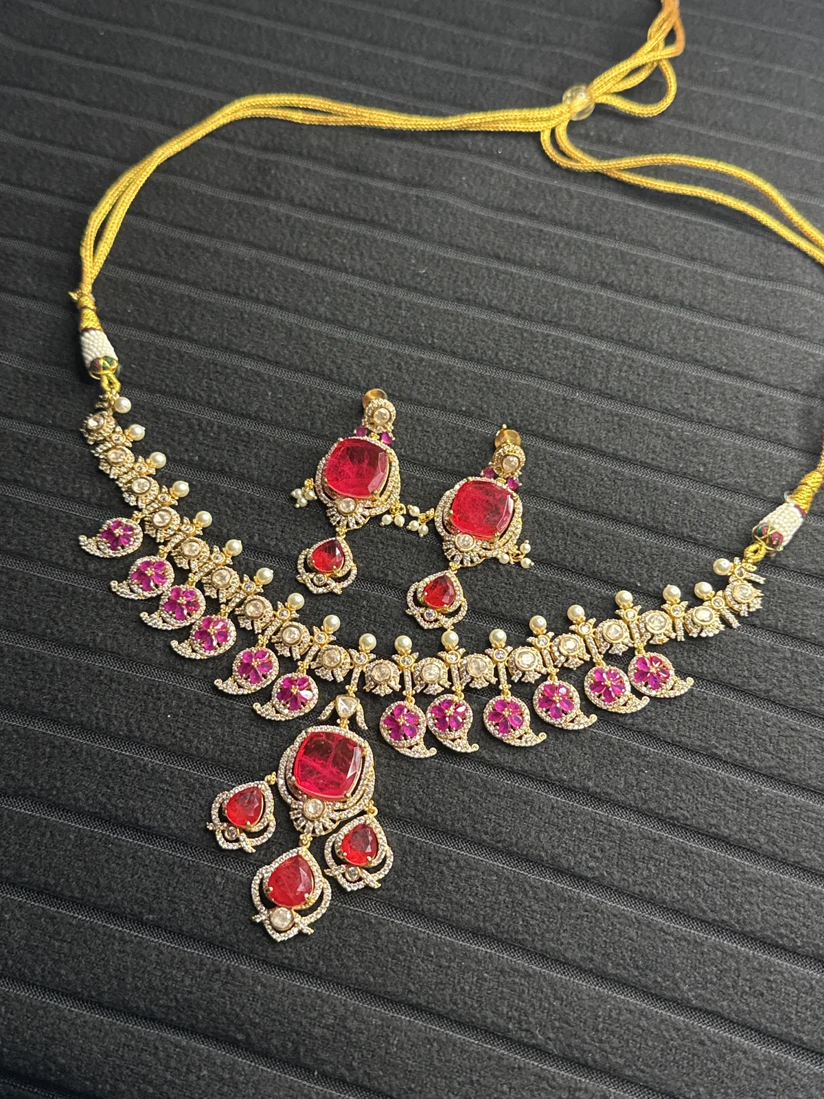 22K Gold Plated Ruby Necklace Set from Desi Girl Gems