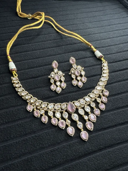 Pink 22K Gold Plated Dublet Necklace Set from Desi Girl Gems