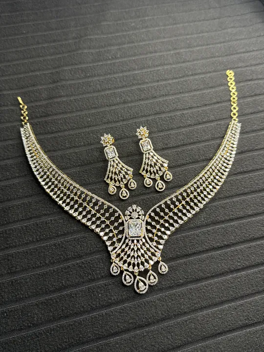 Clear American Diamond Necklace Set from Desi Girl Gems