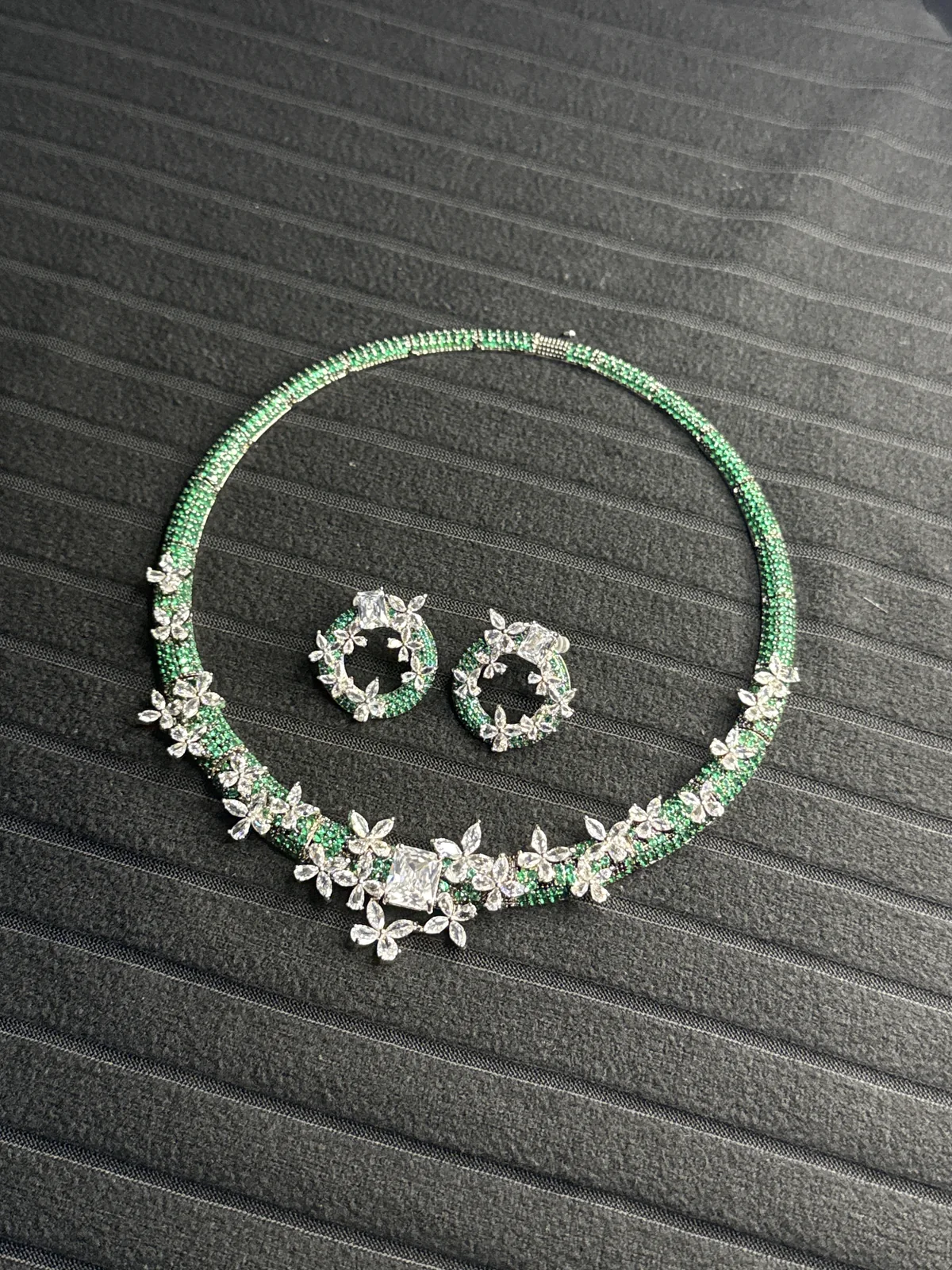 Green Husli Necklace Set from Desi Girl Gems