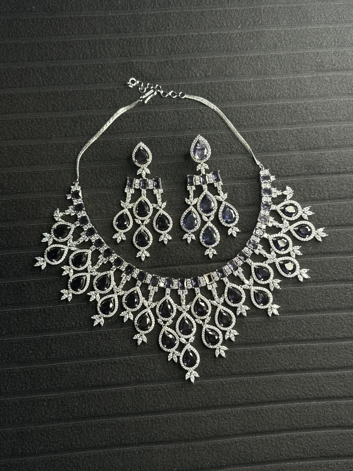 American Diamond Purple CZ Necklace Set from Desi Girl Gems