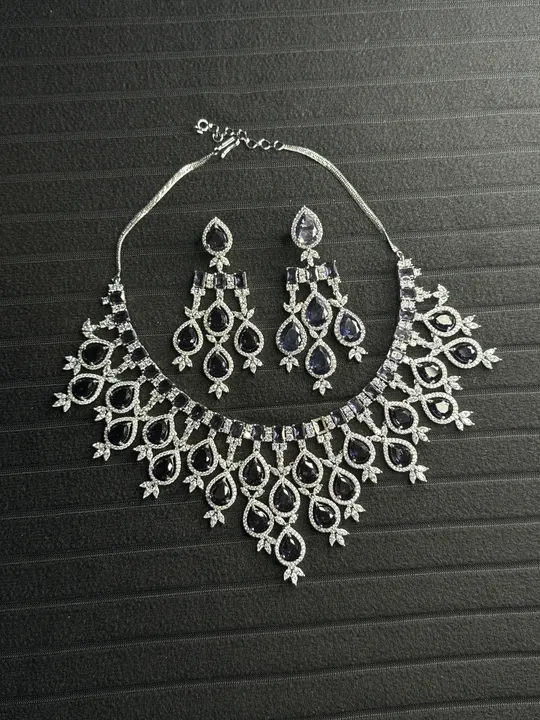 American Diamond Purple CZ Necklace Set from Desi Girl Gems