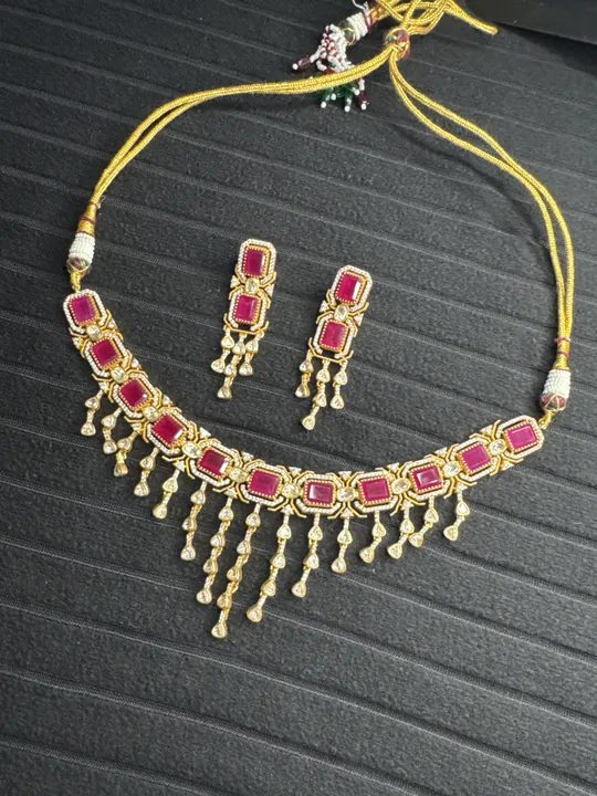 22K Gold Plated Ruby Necklace Set from Desi Girl Gems
