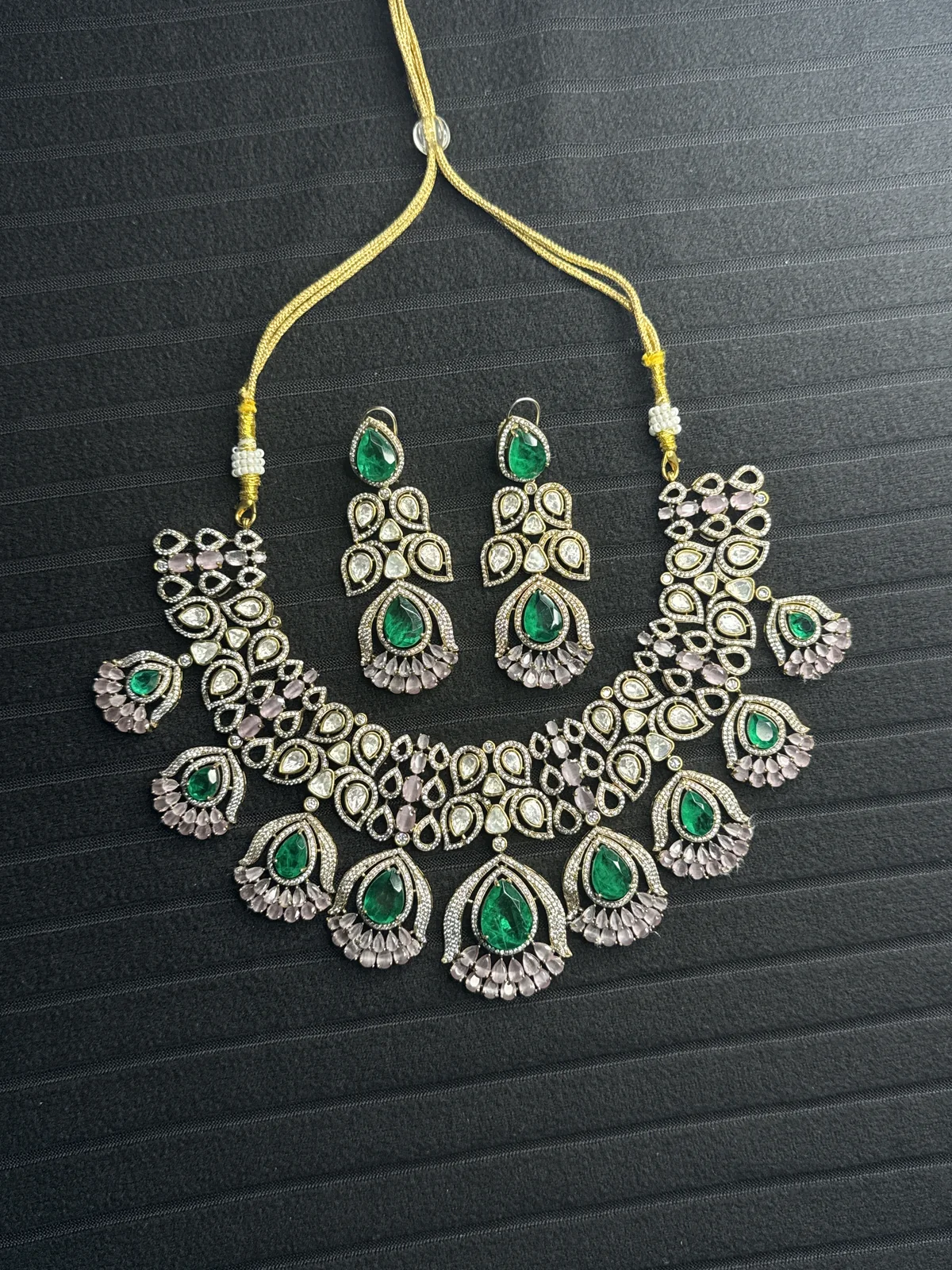 Green Dublet Necklace Set from Desi Girl Gems
