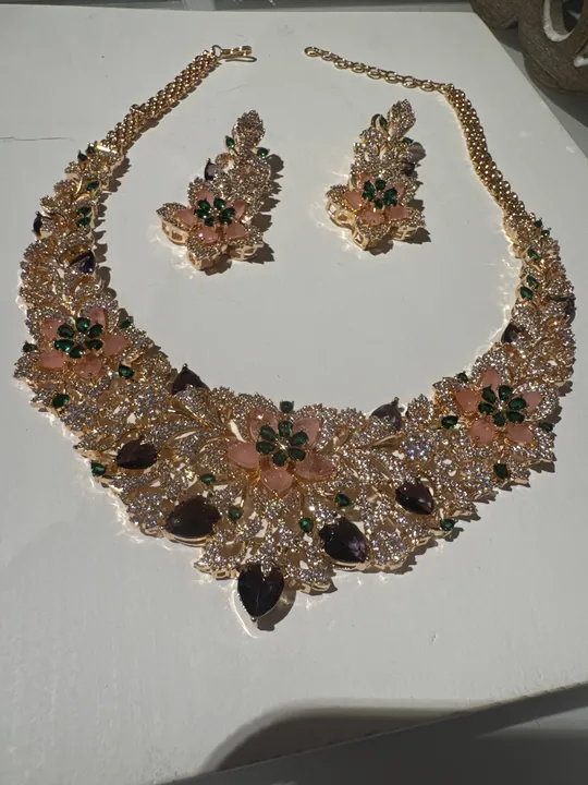 Gold Floral Necklace Set from Desi Girl Gems