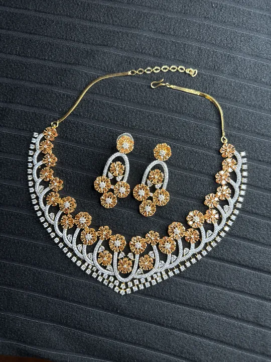 Gold And Silver Floral Necklace Set from Desi Girl Gems