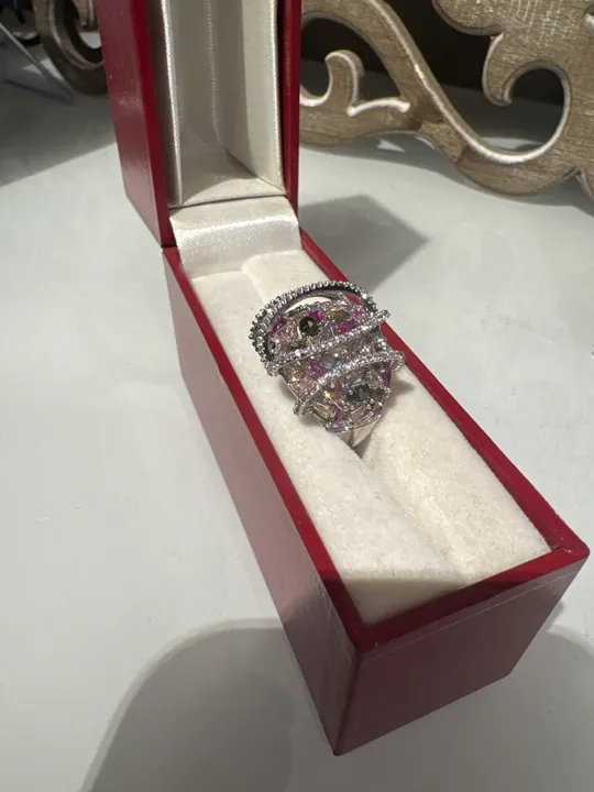 Silver Multi Color Ring from Desi Girl Gems