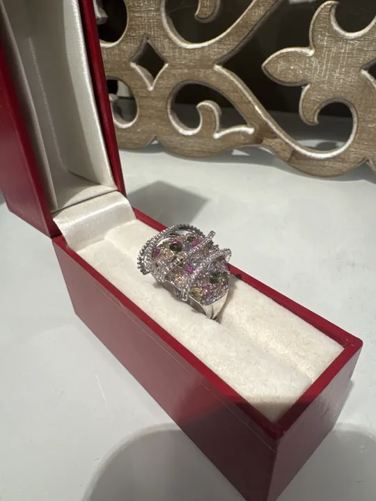 Muti colored CZ Ring from Desi Girl Gems