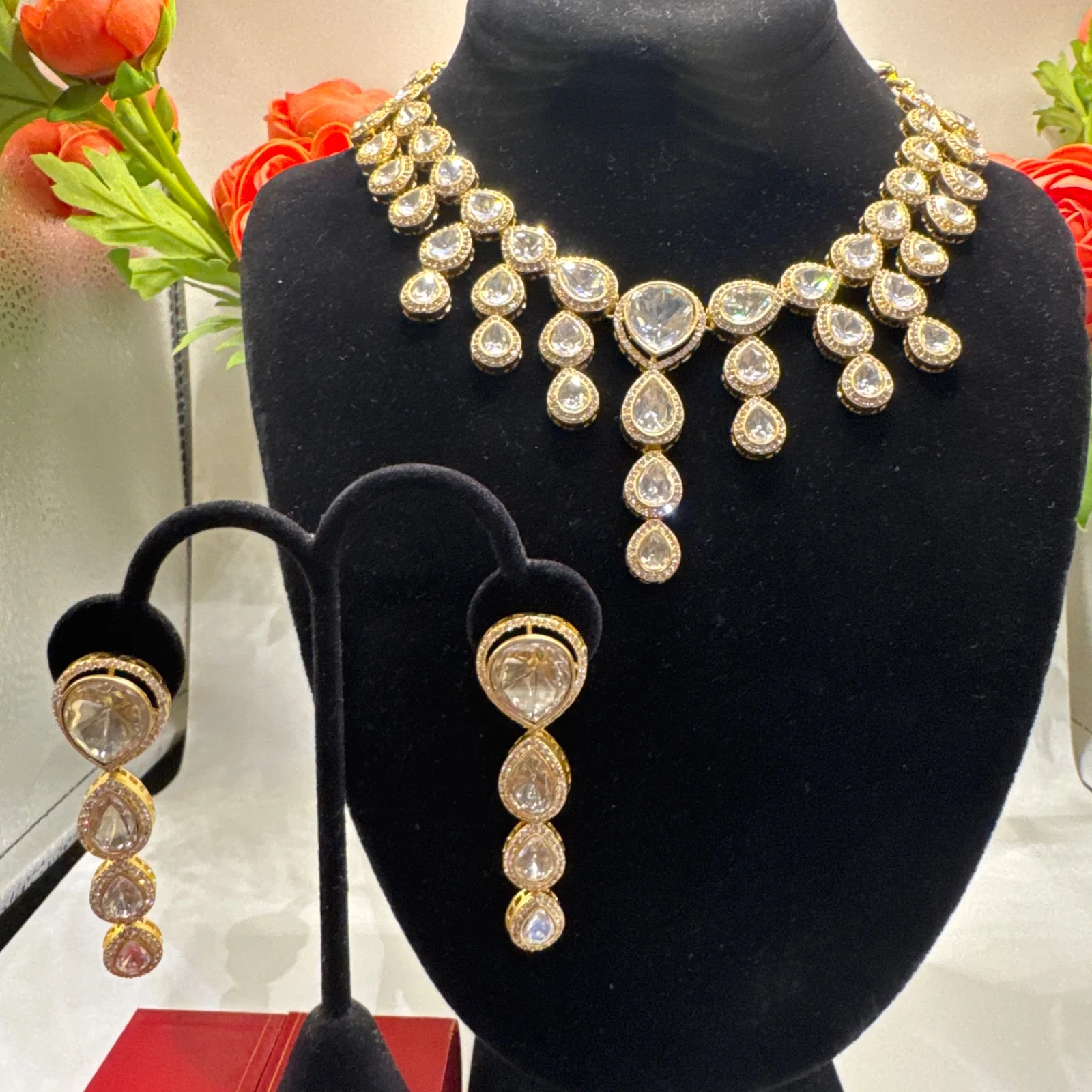 Gold-Plated Delicate Waterfall Necklace Set from Desi Girl Gems