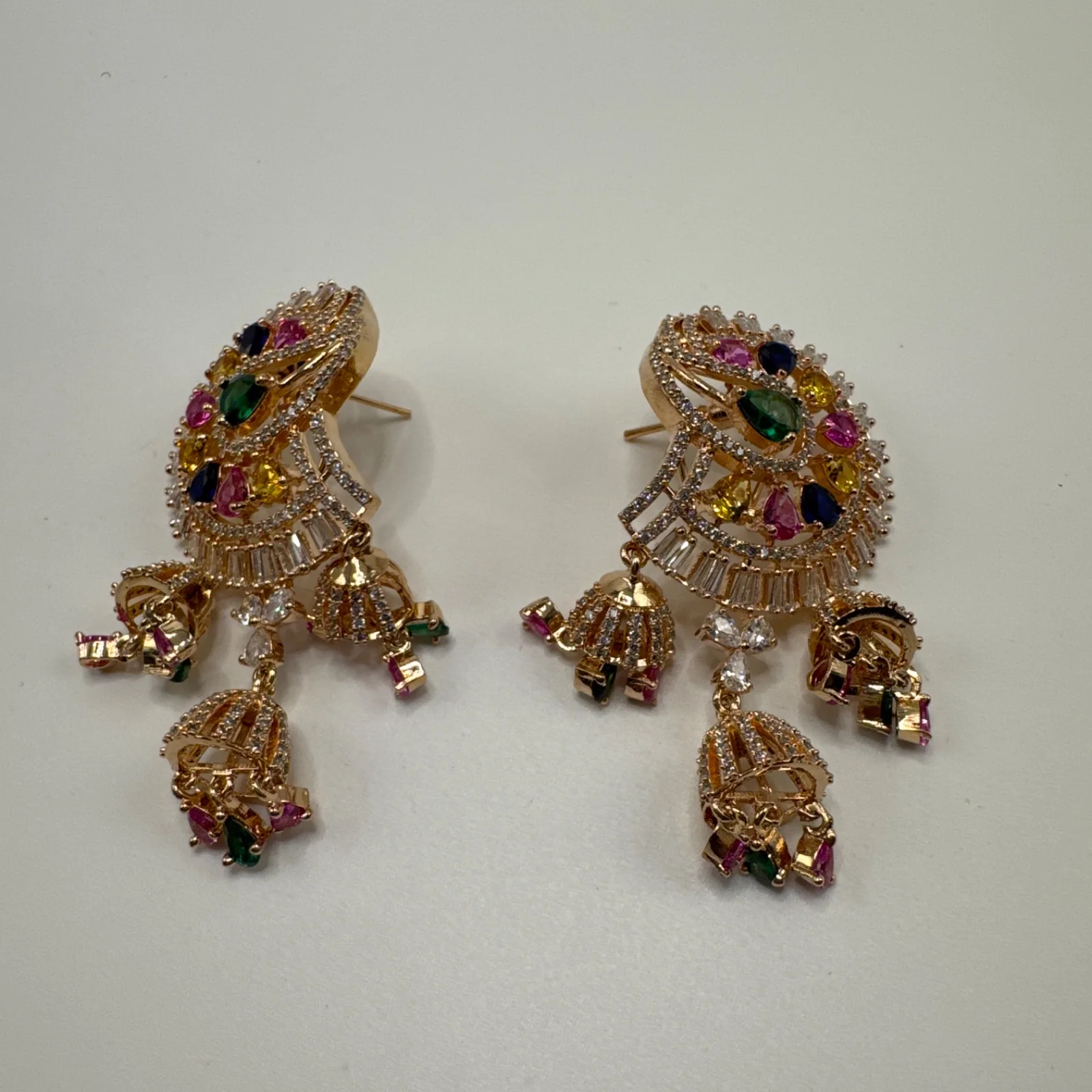 Trending Delicate Navratan Style Chandbali Earrings from Desi Girl Gems