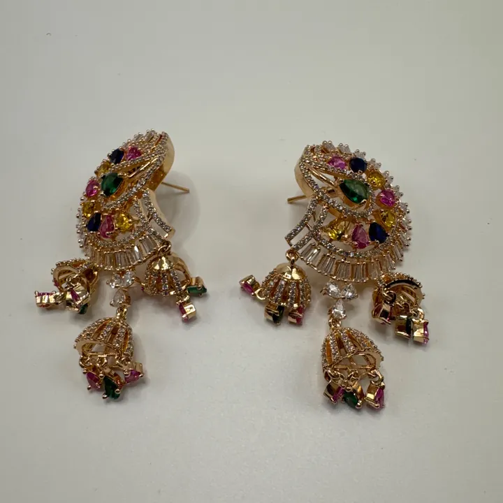 Trending Delicate Navratan Style Chandbali Earrings from Desi Girl Gems