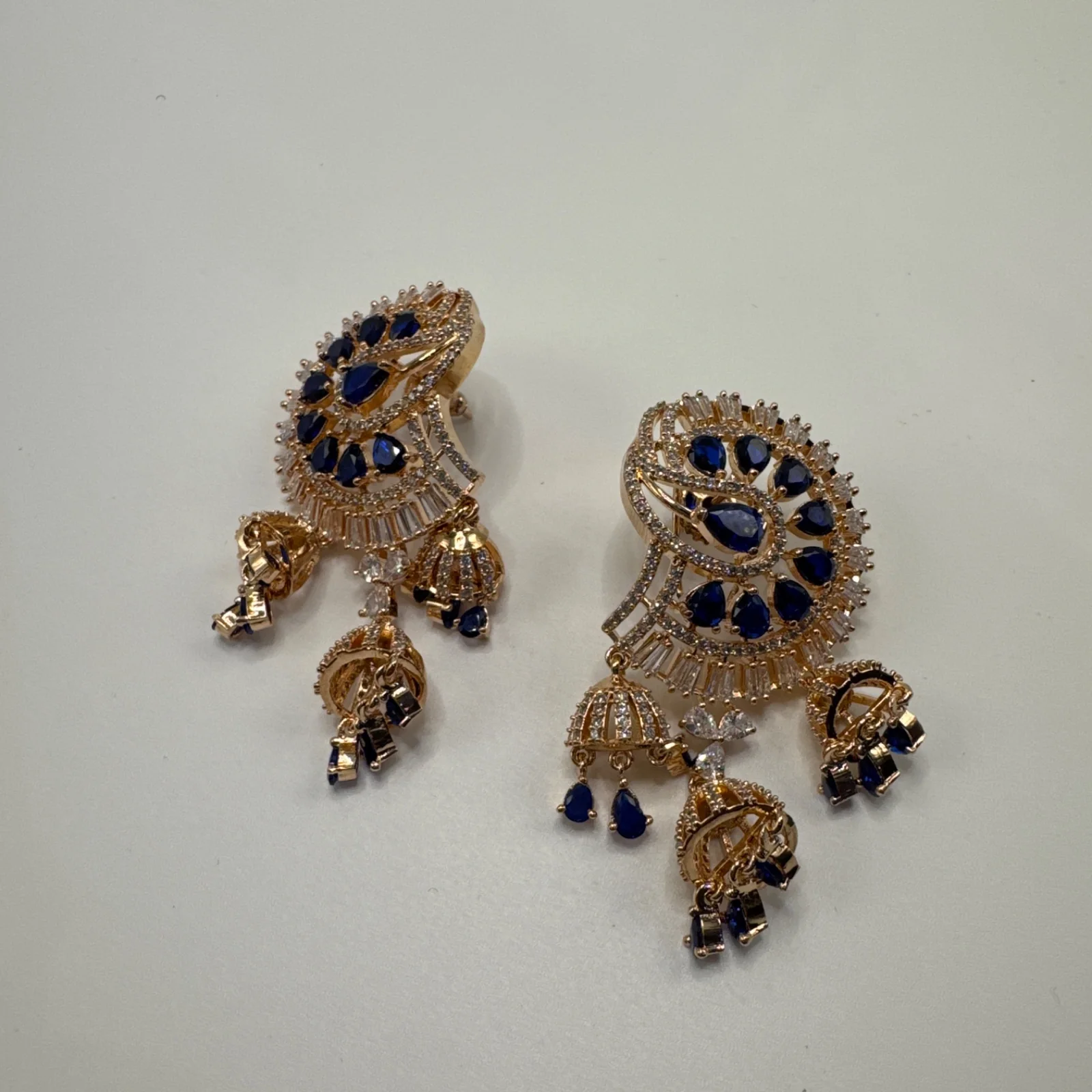 Designer-Inspired Earrings blue CZ stones from Desi Girl Gems