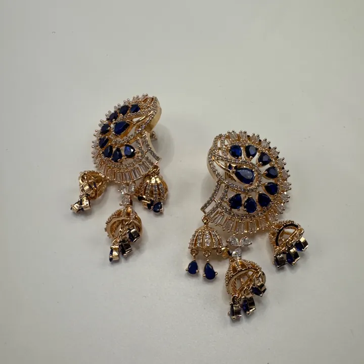 Designer-Inspired Earrings blue CZ stones from Desi Girl Gems